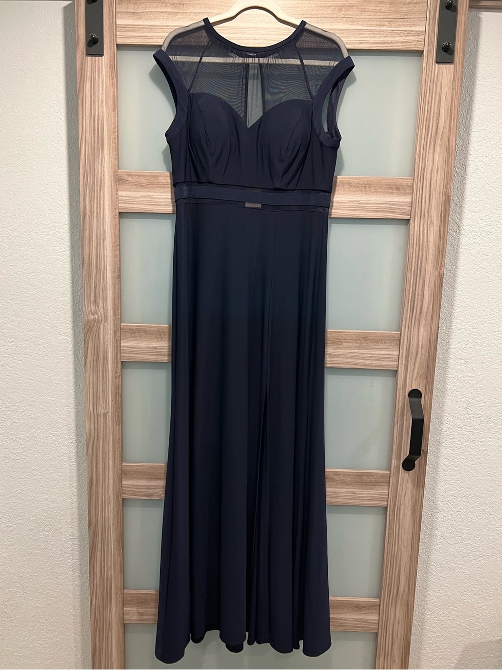 NW Nightway | Elegant Navy Maxi Dress with Sheer Mesh